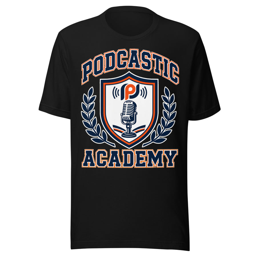 Podcastic Academy Microphone Crest T-Shirt