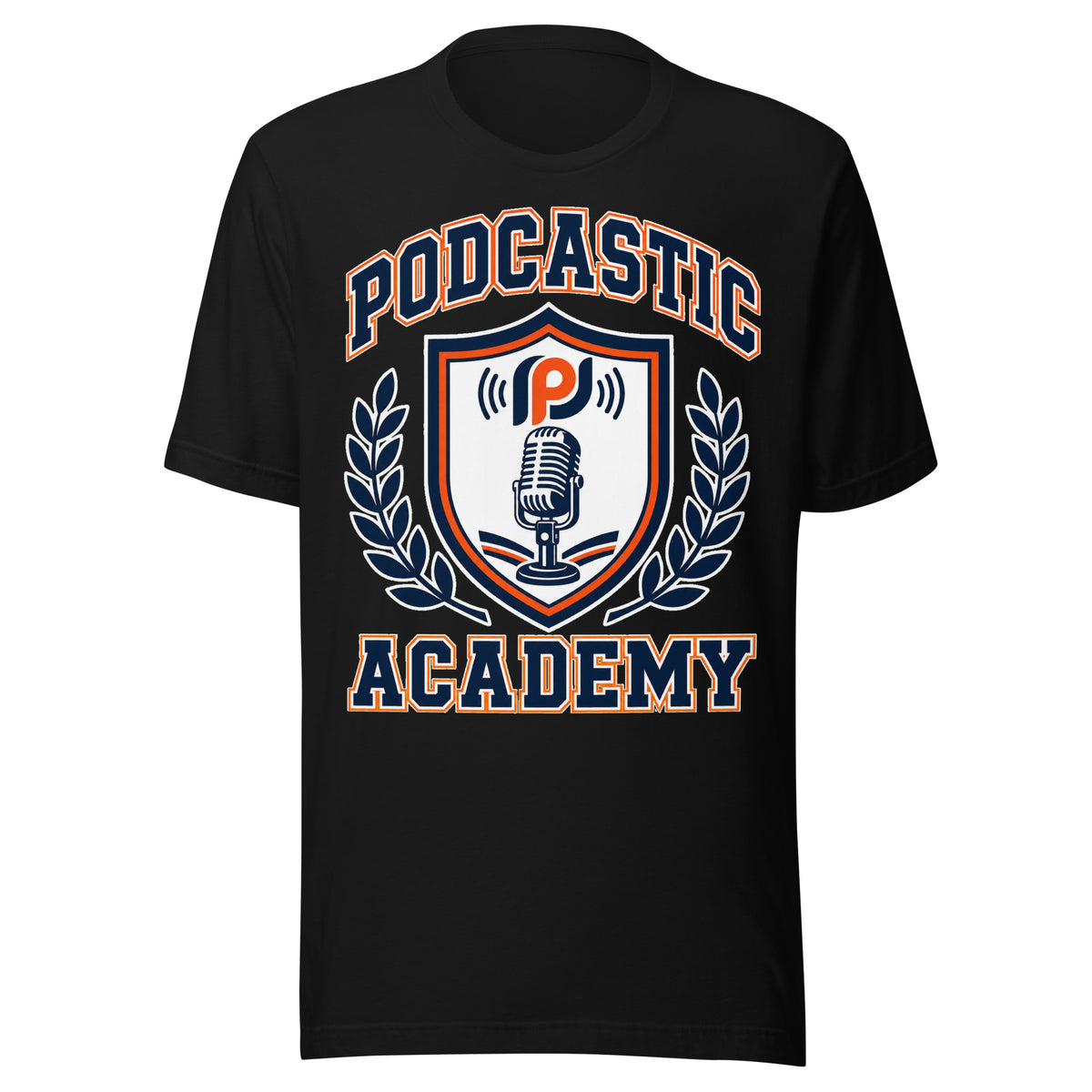 Podcastic Academy Microphone Crest T-Shirt